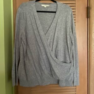 Loft Grey Crossover Sweater